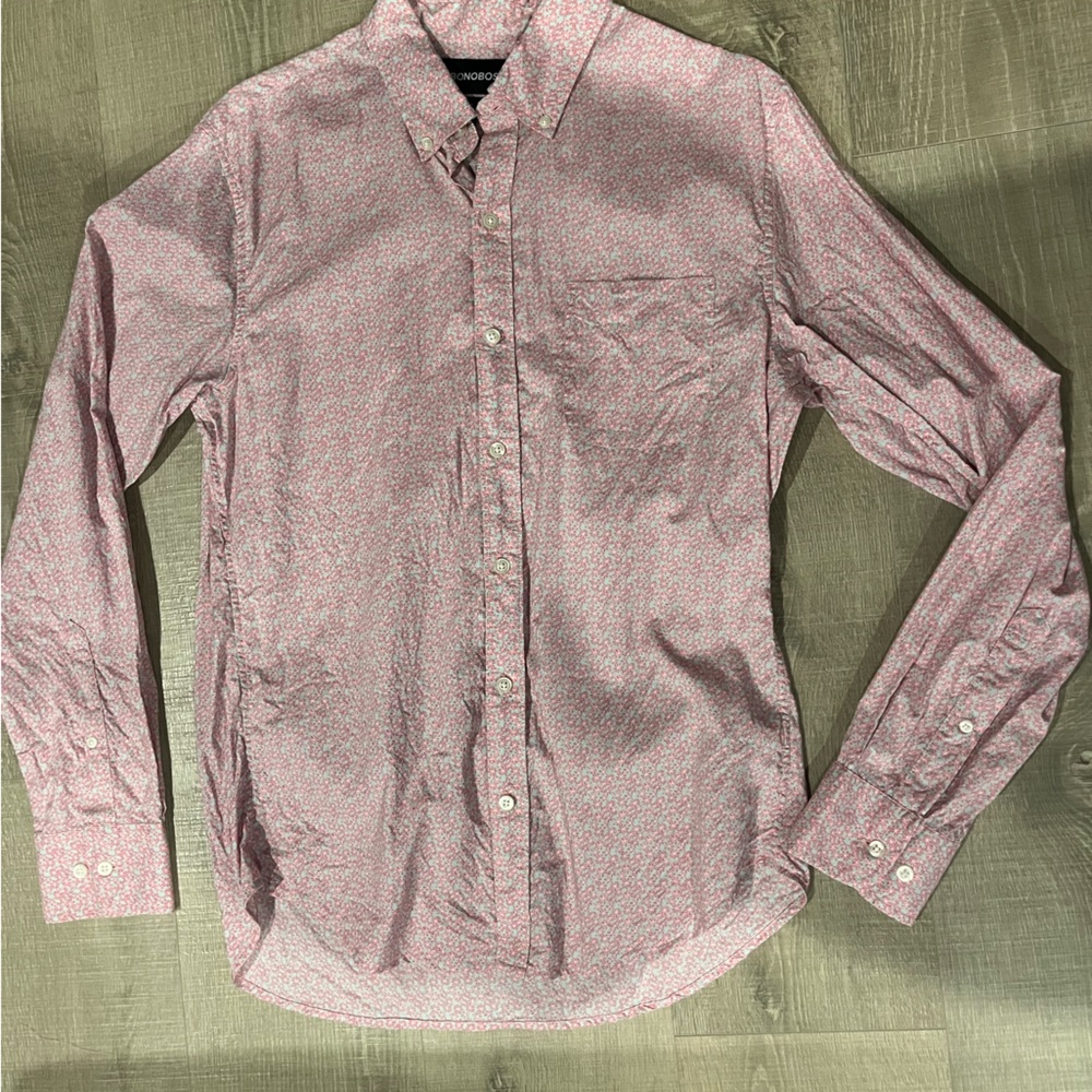 Bonobos long sleeve floral dress shirt slim fit size m